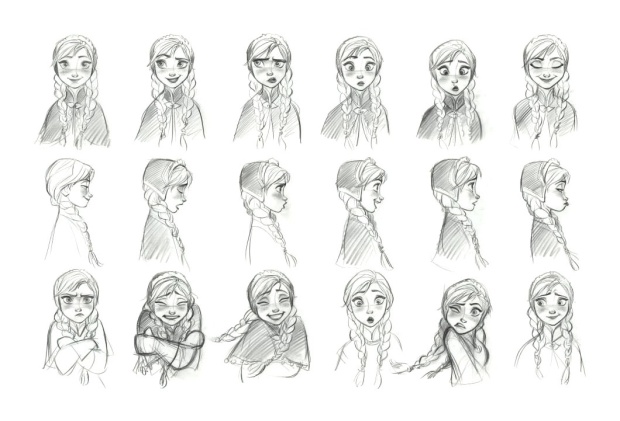 An early sketch and concept art of Princess Anna of Arendelle.